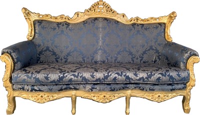 Divano triplo barocco di Casa Padrino Master Blue Pattern / Gold - Salotto divano salotto Divano triplo barocco di Casa Padrino Master Blue Pattern / Gold - Salotto divano salotto