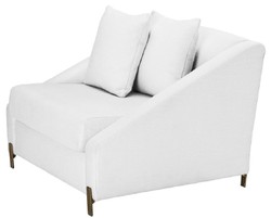 Casa Padrino luxury armchair white / brass 88 x 94 x H. 73 cm - Living Room Armchair with 2 Cushions - Luxury Furniture