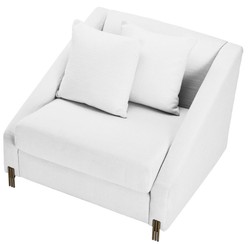 Casa Padrino luxury armchair white / brass 88 x 94 x H. 73 cm - Living Room Armchair with 2 Cushions - Luxury Furniture