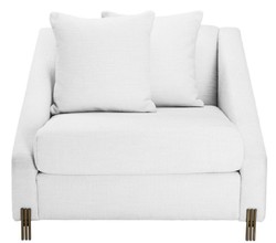 Casa Padrino luxury armchair white / brass 88 x 94 x H. 73 cm - Living Room Armchair with 2 Cushions - Luxury Furniture