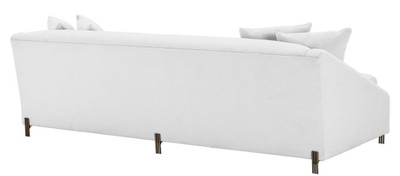 Casa Padrino Luxus Sofa Weiß / Messingfarben 223 x 94 x H. 73 cm - Wohnzimmer Sofa mit 4 Kissen - Luxus Möbel