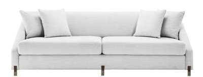 Casa Padrino Luxus Sofa Weiß / Messingfarben 223 x 94 x H. 73 cm - Wohnzimmer Sofa mit 4 Kissen - Luxus Möbel