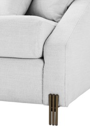Casa Padrino Divano di Lusso Bianco / Ottone 223 x 94 x H. 73 cm - Divano del Soggiorno con 4 Cuscini - Mobili di Lusso