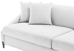 Casa Padrino Divano di Lusso Bianco / Ottone 223 x 94 x H. 73 cm - Divano del Soggiorno con 4 Cuscini - Mobili di Lusso