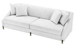 Casa Padrino Divano di Lusso Bianco / Ottone 223 x 94 x H. 73 cm - Divano del Soggiorno con 4 Cuscini - Mobili di Lusso