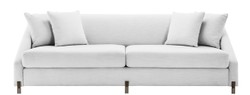 Casa Padrino Divano di Lusso Bianco / Ottone 223 x 94 x H. 73 cm - Divano del Soggiorno con 4 Cuscini - Mobili di Lusso