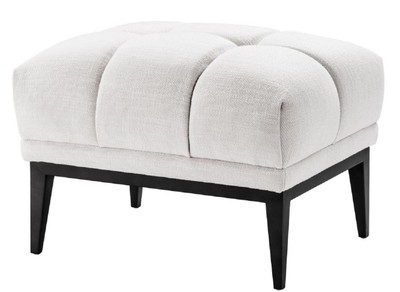 Casa Padrino ottomano di lusso bianco / nero 65 x 53 x H. 44 cm - Sgabello Rettangolare con Gambe in Acciaio Inossidabile - Mobili da Soggiorno