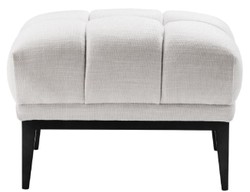Casa Padrino ottomano di lusso bianco / nero 65 x 53 x H. 44 cm - Sgabello Rettangolare con Gambe in Acciaio Inossidabile - Mobili da Soggiorno
