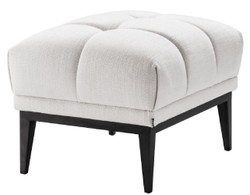 Casa Padrino ottomano di lusso bianco / nero 65 x 53 x H. 44 cm - Sgabello Rettangolare con Gambe in Acciaio Inossidabile - Mobili da Soggiorno
