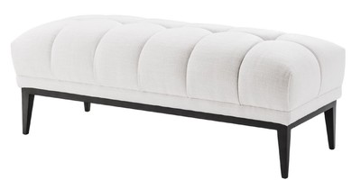 Casa Padrino panca di lusso bianco / nero 124 x 53 x H. 44 cm - Panca Imbottita con Gambe in Acciaio Inossidabile - Mobili da Soggiorno