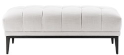 Casa Padrino banc de luxe blanc / noir 124 x 53 x H. 44 cm - Banc Rembourré avec Pieds en Acier Inoxydable - Meubles de Salon