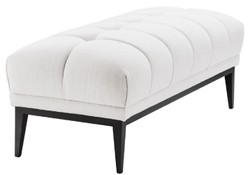Casa Padrino banc de luxe blanc / noir 124 x 53 x H. 44 cm - Banc Rembourré avec Pieds en Acier Inoxydable - Meubles de Salon
