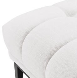 Casa Padrino banc de luxe blanc / noir 124 x 53 x H. 44 cm - Banc Rembourré avec Pieds en Acier Inoxydable - Meubles de Salon