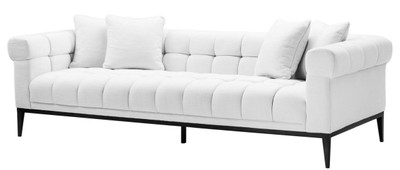 Casa Padrino Sofá de Lujo Blanco / Negro 240 x 98 x H. 69 cm - Sofá de Salón con 4 Almohadas - Muebles de Salón - Muebles de Lujo