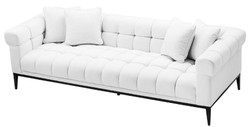 Casa Padrino Divano di Lusso Bianco / Nero 240 x 98 x H. 69 cm - Divano del Soggiorno con 4 Cuscini - Mobili per Soggiorno - Mobili di Lusso