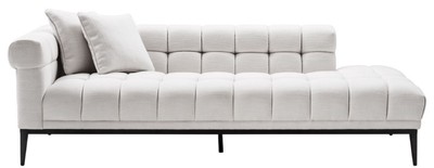 Casa Padrino Luxus Lounge Sofa Weiß / Schwarz 223 x 98 x H. 69 cm - Linksseitiges Wohnzimmer Sofa mit 2 Kissen - Luxus Qualität