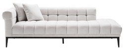 Casa Padrino sofá lounge de lujo blanco / negro 223 x 98 x H. 69 cm - Sofá de Salón Lado Izquierdo con 2 Almohadas - Calidad de Lujo