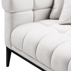 Casa Padrino sofá lounge de lujo blanco / negro 223 x 98 x H. 69 cm - Sofá de Salón Lado Izquierdo con 2 Almohadas - Calidad de Lujo