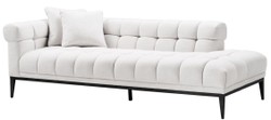 Casa Padrino sofá lounge de lujo blanco / negro 223 x 98 x H. 69 cm - Sofá de Salón Lado Izquierdo con 2 Almohadas - Calidad de Lujo