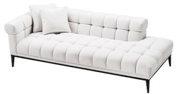 Casa Padrino sofá lounge de lujo blanco / negro 223 x 98 x H. 69 cm - Sofá de Salón Lado Izquierdo con 2 Almohadas - Calidad de Lujo