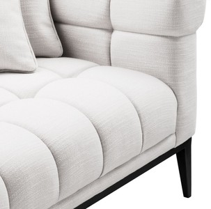 Casa Padrino Luxus Lounge Sofa Weiß / Schwarz 223 x 98 x H. 69 cm - Rechtsseitiges Wohnzimmer Sofa mit 2 Kissen - Luxus Qualität