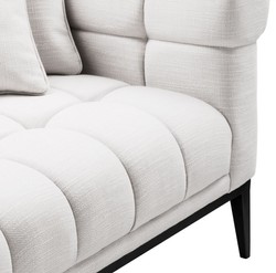 Casa Padrino sofá lounge de lujo blanco / negro 223 x 98 x H. 69 cm - Sofá de Salón Lado Derecho con 2 Almohadas - Calidad de Lujo