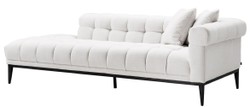 Casa Padrino sofá lounge de lujo blanco / negro 223 x 98 x H. 69 cm - Sofá de Salón Lado Derecho con 2 Almohadas - Calidad de Lujo