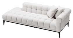 Casa Padrino sofá lounge de lujo blanco / negro 223 x 98 x H. 69 cm - Sofá de Salón Lado Derecho con 2 Almohadas - Calidad de Lujo