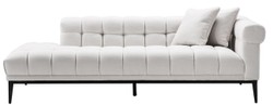 Casa Padrino sofá lounge de lujo blanco / negro 223 x 98 x H. 69 cm - Sofá de Salón Lado Derecho con 2 Almohadas - Calidad de Lujo