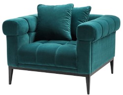 Casa Padrino Sillón de Terciopelo de Lujo Verde Mar / Negro 102 x 98 x H. 69 cm - Sillón de Salón con 2 Cojines - Muebles de Salón - Muebles de Lujo