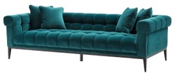 Casa Padrino Sofá de Lujo de Terciopelo Verde Mar / Negro 240 x 98 x H. 69 cm - Sofá de Salón con 4 Almohadas - Muebles de Salón - Muebles de Lujo