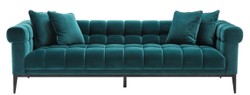 Casa Padrino Sofá de Lujo de Terciopelo Verde Mar / Negro 240 x 98 x H. 69 cm - Sofá de Salón con 4 Almohadas - Muebles de Salón - Muebles de Lujo