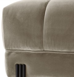 Casa Padrino Ottomano di Lusso Greige / Nero 59 x 59 x H. 43 cm - Sgabello in Velluto con Gambe in Acciaio Inossidabile - Mobili da Soggiorno