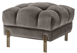 Casa Padrino Ottomano di Lusso Grigio / Ottone 59 x 59 x H. 43 cm - Sgabello in Velluto con Gambe in Acciaio Inossidabile - Mobili da Soggiorno