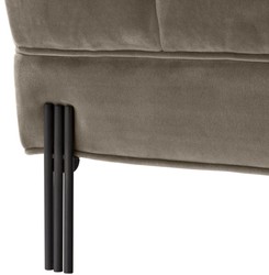 Casa Padrino banc de luxe greige / noir 133 x 59 x H. 42 cm - Banc Rembourré en Velours avec Pieds en Acier Inoxydable - Collection de Luxe