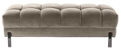 Casa Padrino banc de luxe greige / noir 133 x 59 x H. 42 cm - Banc Rembourré en Velours avec Pieds en Acier Inoxydable - Collection de Luxe