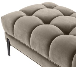 Casa Padrino banc de luxe greige / noir 133 x 59 x H. 42 cm - Banc Rembourré en Velours avec Pieds en Acier Inoxydable - Collection de Luxe