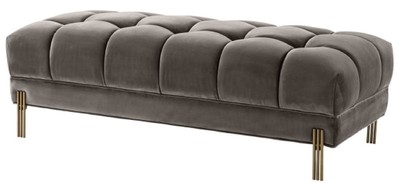 Casa Padrino panca di lusso grigio / ottone 133 x 59 x H. 42 cm - Panca Imbottita in Velluto con Gambe in Acciaio Inossidabile - Collezione di Lusso