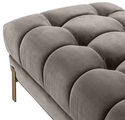 Casa Padrino panca di lusso grigio / ottone 133 x 59 x H. 42 cm - Panca Imbottita in Velluto con Gambe in Acciaio Inossidabile - Collezione di Lusso
