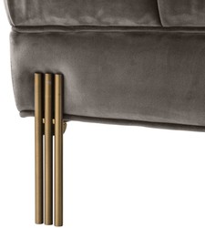 Casa Padrino panca di lusso grigio / ottone 133 x 59 x H. 42 cm - Panca Imbottita in Velluto con Gambe in Acciaio Inossidabile - Collezione di Lusso