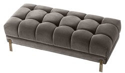Casa Padrino panca di lusso grigio / ottone 133 x 59 x H. 42 cm - Panca Imbottita in Velluto con Gambe in Acciaio Inossidabile - Collezione di Lusso