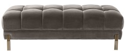 Casa Padrino panca di lusso grigio / ottone 133 x 59 x H. 42 cm - Panca Imbottita in Velluto con Gambe in Acciaio Inossidabile - Collezione di Lusso