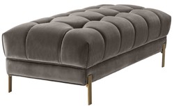 Casa Padrino panca di lusso grigio / ottone 133 x 59 x H. 42 cm - Panca Imbottita in Velluto con Gambe in Acciaio Inossidabile - Collezione di Lusso