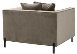 Casa Padrino poltrona di lusso in velluto con 2 cuscini greige / nero 104 x 95 x H. 68 cm - Mobili da Soggiorno di Lusso