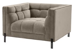 Casa Padrino poltrona di lusso in velluto con 2 cuscini greige / nero 104 x 95 x H. 68 cm - Mobili da Soggiorno di Lusso