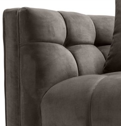 Casa Padrino poltrona di lusso in velluto con 2 cuscini grigio / ottone 104 x 95 x H. 68 cm - Mobili da Soggiorno di Lusso