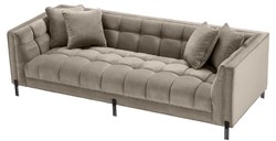 Casa Padrino canapé de luxe en velours avec 4 oreillers greige / noir 231 x 95 x H. 68 cm - Canapé de Salon - Qualité de Luxe