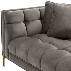 Casa Padrino divano di lusso in velluto con 4 cuscini grigio / ottone 231 x 95 x H. 68 cm - Divano del Soggiorno - Qualità di Lusso
