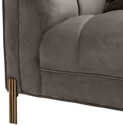 Casa Padrino divano di lusso in velluto con 4 cuscini grigio / ottone 231 x 95 x H. 68 cm - Divano del Soggiorno - Qualità di Lusso