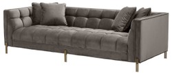 Casa Padrino divano di lusso in velluto con 4 cuscini grigio / ottone 231 x 95 x H. 68 cm - Divano del Soggiorno - Qualità di Lusso